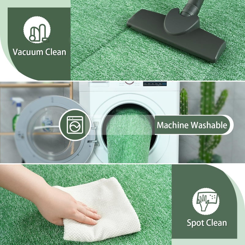 AROGAN Washable 5Ã—7 Living Room Rug, Modern Area Rugs with Soft Memory Foam for Bedroom, Minimalist Non-Slip Indoor Floor Carpet for Dining Room Office Kids Playroom Decor, Sage Green - Image 4