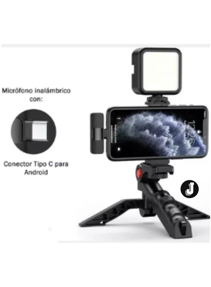JAJEEK "Ultimate Smartphone Vlogging Kit – Tripod, Microphone, Fill Light, Phone Clip, & Remote for iPhone & Android" - Image 2