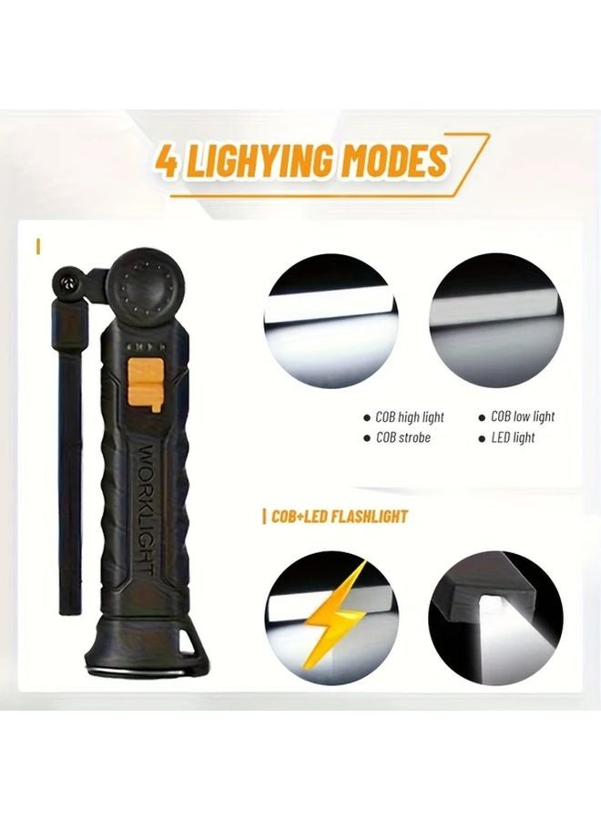 1pc MACROCOSM Powerful LED Flashlight USB C Rechargeable Magnetic Base Foldable Torch - Image 4