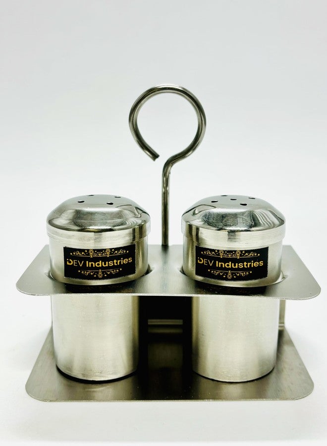 Dev Industries Stainless Steel Salt & Pepper Shakers Set for Dinning Table, Tableware Container with Stand for Kitchen - Image 1