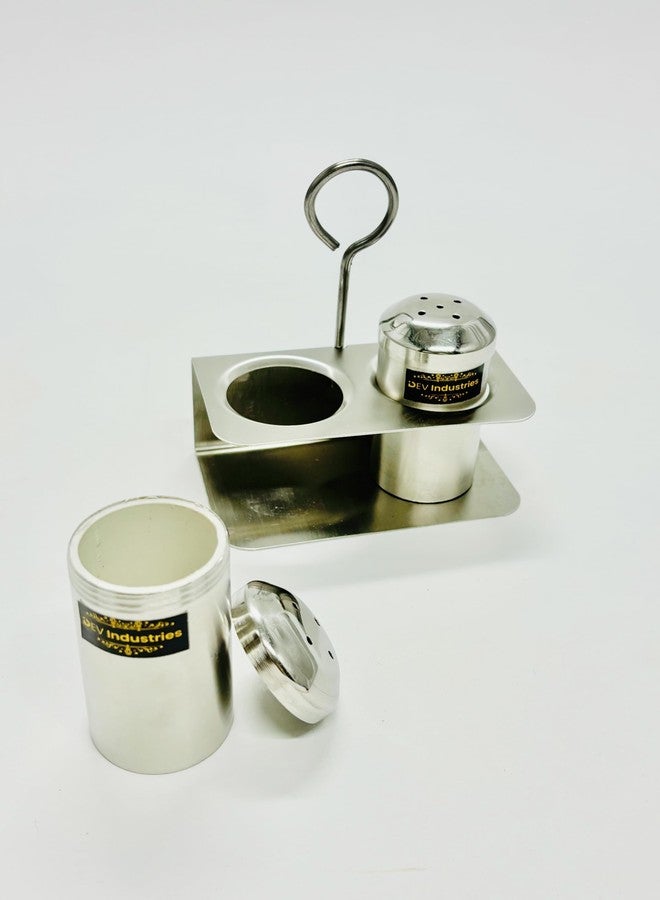 Dev Industries Stainless Steel Salt & Pepper Shakers Set for Dinning Table, Tableware Container with Stand for Kitchen - Image 3