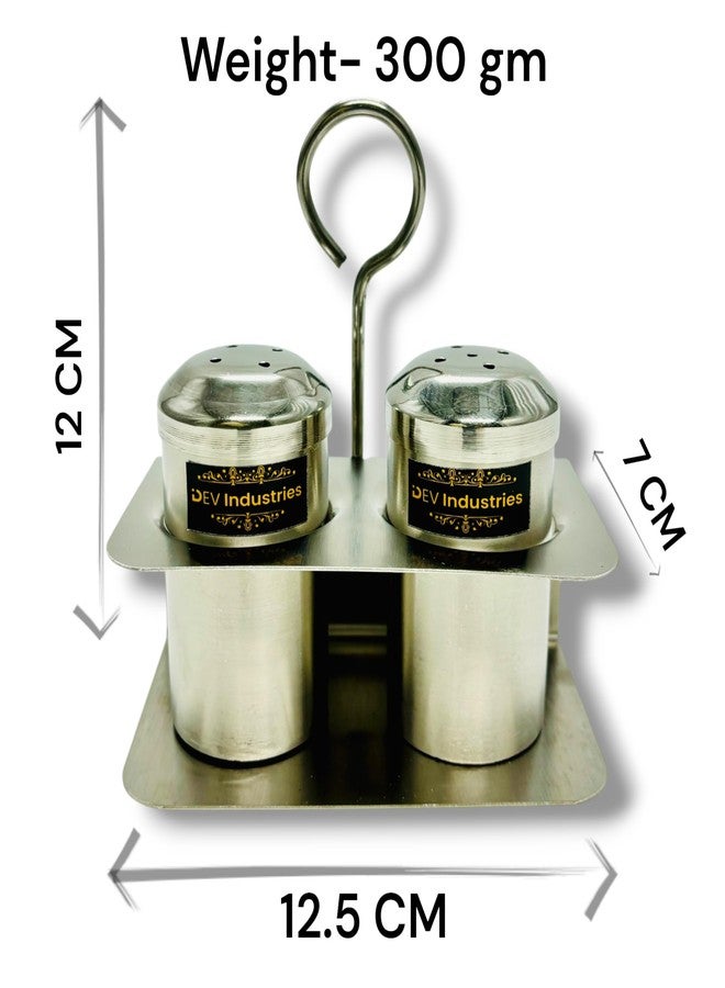 Dev Industries Stainless Steel Salt & Pepper Shakers Set for Dinning Table, Tableware Container with Stand for Kitchen - Image 2
