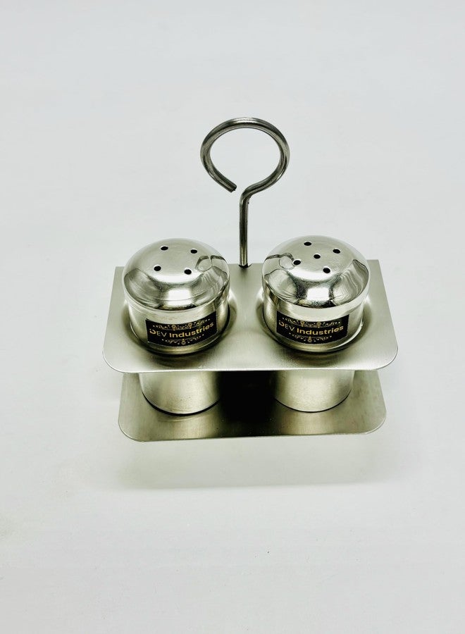 Dev Industries Stainless Steel Salt & Pepper Shakers Set for Dinning Table, Tableware Container with Stand for Kitchen - Image 4