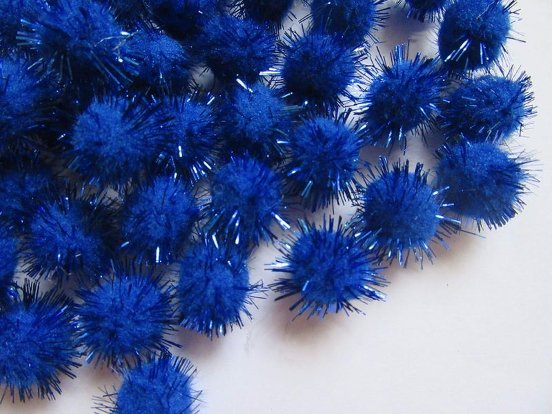 YYCRAFT 200pcs Glitter Tinsel Pom Poms Sparkle Balls for DIY Craft/Party Decoration/Cat Toys(20mm,Royal) - Image 2