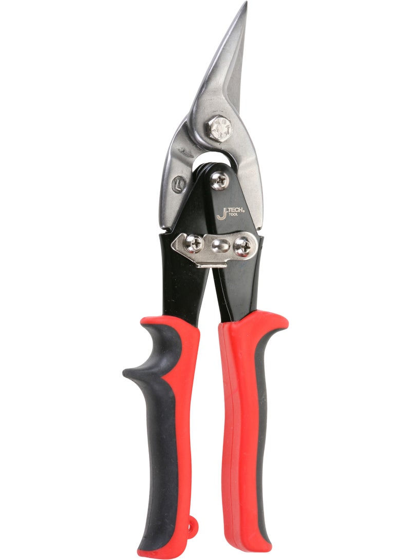 Jetechtool 10 Inch Left Cut Aviation Snip, Compound Action Tin Cutting Shears with Drop-Forged and Heat-Treated Cr-Mo Blades, Ergonomic TPR Soft Grip, Safety Latch for Sheet Metal - AVSL-10 - Image 2