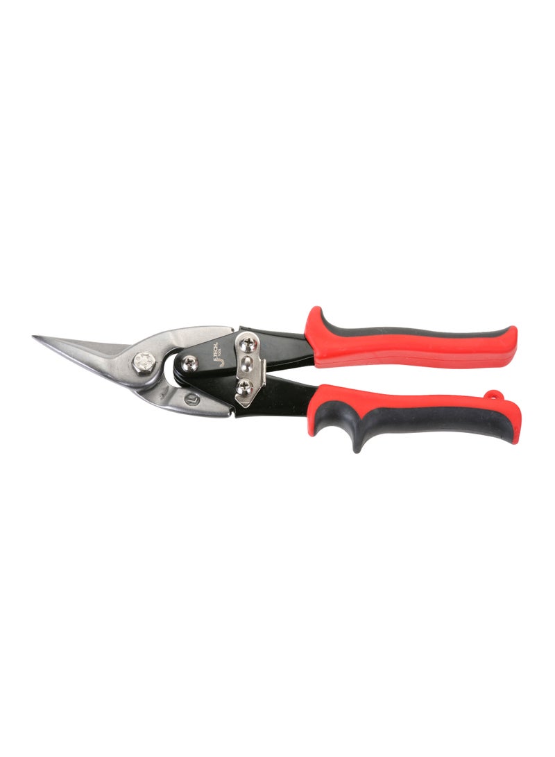 Jetechtool 10 Inch Left Cut Aviation Snip, Compound Action Tin Cutting Shears with Drop-Forged and Heat-Treated Cr-Mo Blades, Ergonomic TPR Soft Grip, Safety Latch for Sheet Metal - AVSL-10 - Image 1