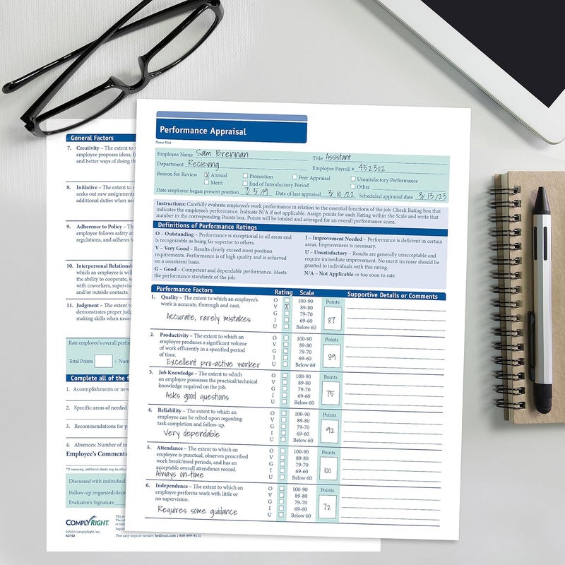 ComplyRight Performance Appraisal Form | 8-1/2” x 11” | HR & Employee Management | 50 Pack - Image 2