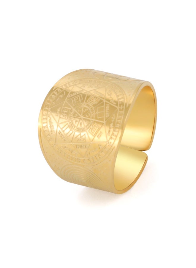 Men's Fashion Retro Wide Ring Personality Simple Hot Copper Seven-pointed Star Magic Array Open Ring Manufacturers