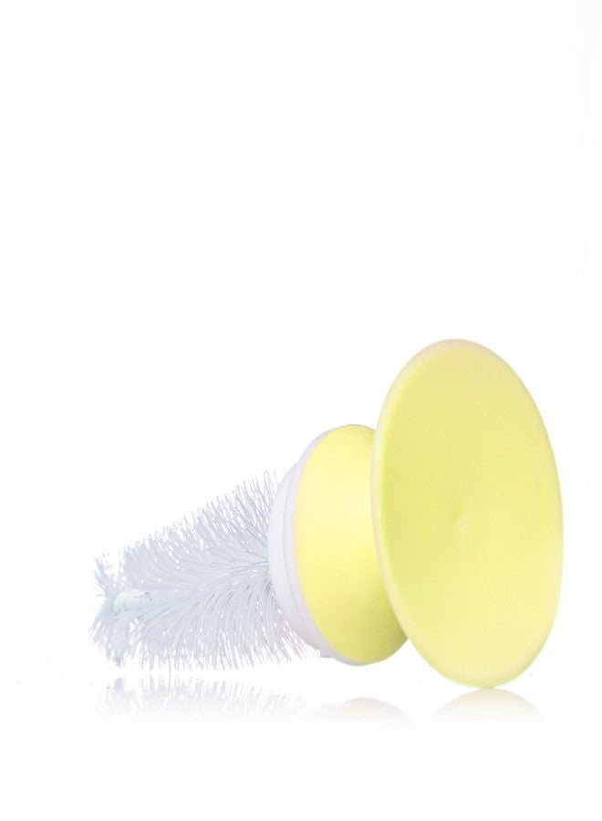 بابلز فرشاة تنظيف زجاجات الرضاعة البلاستيكية من Bubbles 2 في 1، بمقبض محزز وقاعدة شفط، سهلة التنظيف لزوايا الزجاجات ذات العنق الضيق والواسع (أصفر) - Image 4