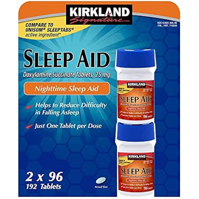 Kirkland Sleep Aid Doxylamine Succinate 25 mg 192 Tablets - Image 1