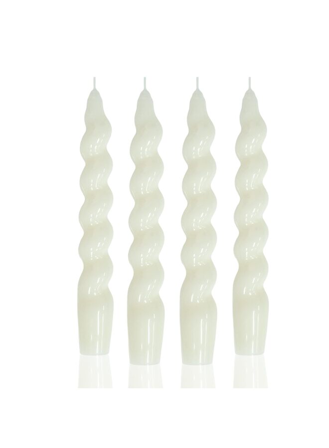 4PCS Spiral Taper Candles for Home, Weddings, Birthday Parties and Home Decor, Birthday Gifts, 10 Inches Tall (White) - Image 1