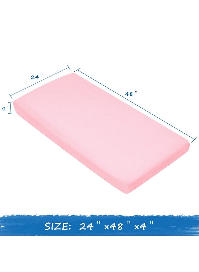 Coldwind Nap Mat Sheet 24" x 48" x 4" Fitted Elastic Corners Preschool Day Care Rest Nap Mat Cover, Soft & Breathable Baby Sheets for Regalo My Cot Portable Toddler Bed and Joovy Travel Cot, Pink - Image 2