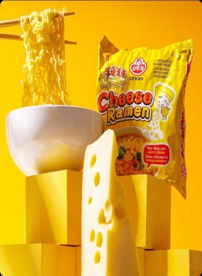 Ottogi Cheese Ramen Korean Style Instant Noodles Rich Flavor with Savory Cheese 111gm, Pack of 2 (222g) | Veg & Authentic Korean Ramen Noodles | The Product of Korea - Image 3