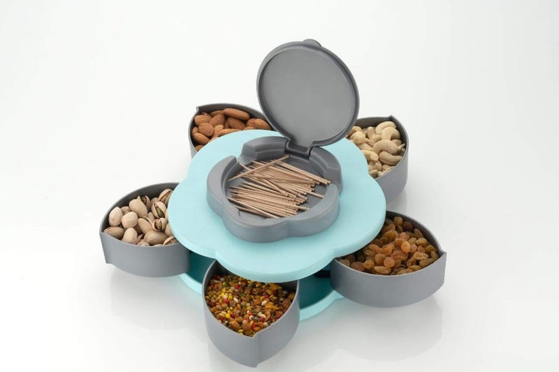 Stavae Stavae Candy Box Serving Rotating Tray Spice Storage -Dry Fruit, Chocolate, Snacks Storage Box with Mobile Phone Stand with 5 Compartments, Spice Storage, (MultiColor) - Image 4