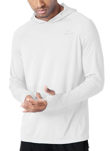 Willit Men's Sun Shirts UPF 50+ Rash Guard Long Sleeve Sun Protection Hoodie SPF UV Fishing Lightweight Athletic Running White XXL - Image 1