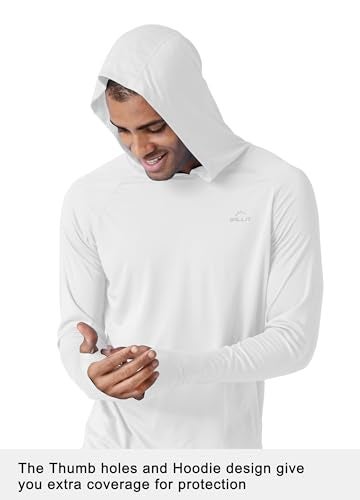 Willit Men's Sun Shirts UPF 50+ Rash Guard Long Sleeve Sun Protection Hoodie SPF UV Fishing Lightweight Athletic Running White XXL - Image 2