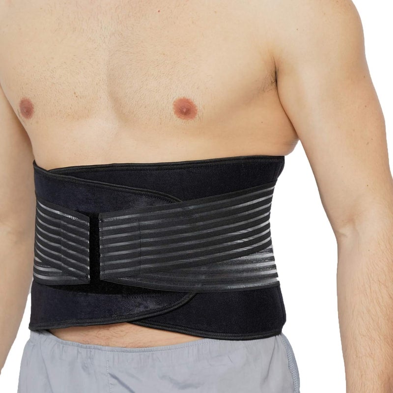 Neotech Care Neoprene Back Brace Lumbar Support with Double Banded Strong Compression Pull Straps Black Size XXXXL - Image 3