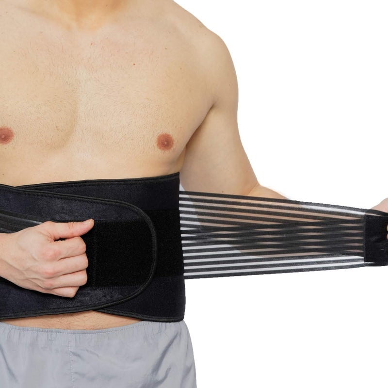 Neotech Care Neoprene Back Brace Lumbar Support with Double Banded Strong Compression Pull Straps Black Size XXXXL - Image 4