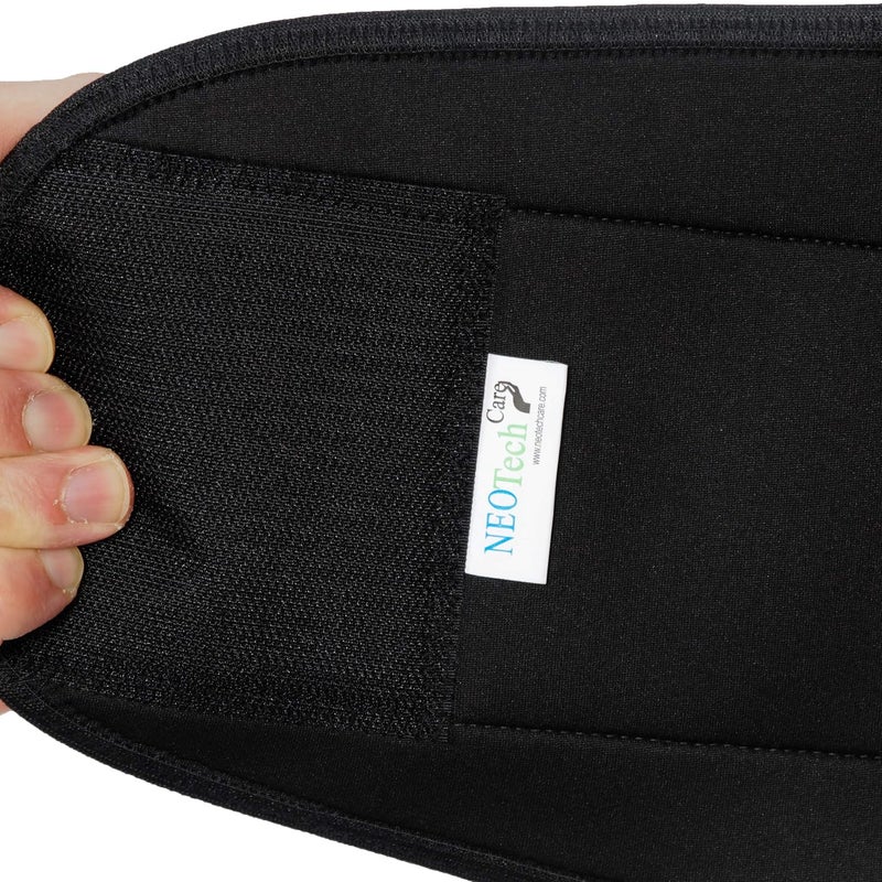 Neotech Care Neoprene Back Brace Lumbar Support with Double Banded Strong Compression Pull Straps Black Size XXXXL - Image 5