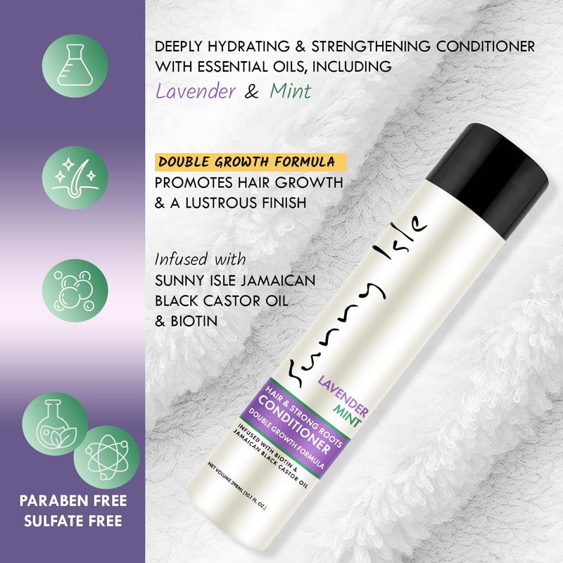 Sunny Isle Lavender Mint Hair and Strong Roots Conditioner 10.1oz | Strengthening with Biotin, Jamaican Black Castor Oil | Paraben & Sulfate Free | Double Growth Formula - Image 3