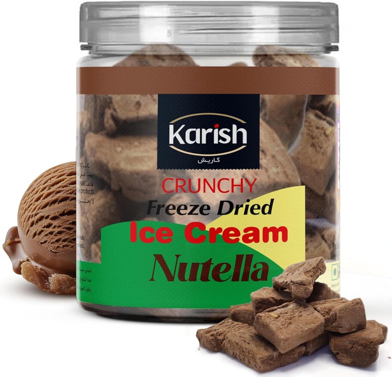 Karish Freeze Dried Nutella Ice Cream 55 g Jar – Crunchy Chocolate Hazelnut Chunks, Portable Snack Dessert, Lightweight Long Shelf Life Treat - Image 1