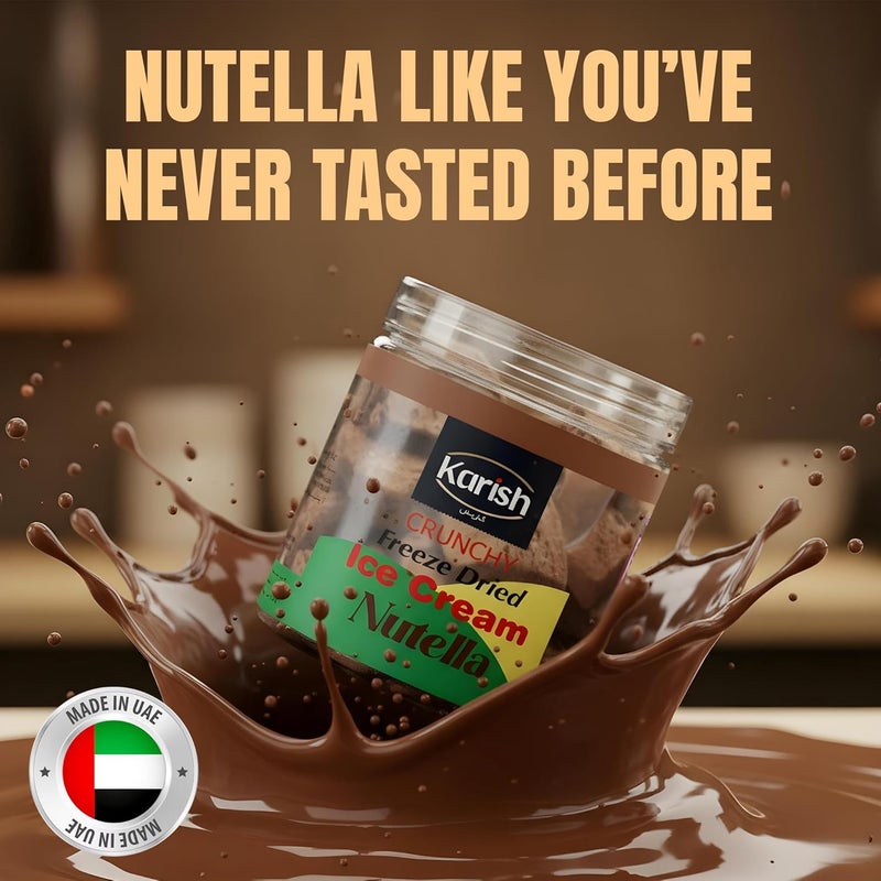 Karish Freeze Dried Nutella Ice Cream 55 g Jar – Crunchy Chocolate Hazelnut Chunks, Portable Snack Dessert, Lightweight Long Shelf Life Treat - Image 3