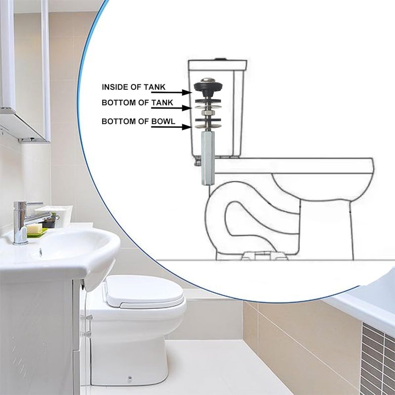QDOCURO Upgraded Toilet Tank to Bowl Bolt Replacement Kit, Universal Heavy Duty Toilet Tank Bolts with Extra Long Nuts, Waterproof and Rustproof Stainless Steel (4 PCS) - Image 4