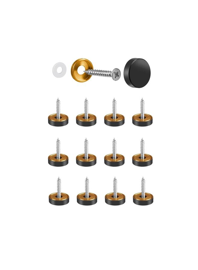 12 Pcs Mirror Screws with Decorative Caps Solid Brass Screw Cap Nails Mirror Screws Fasteners ?16mm (Size : Black) - Image 1