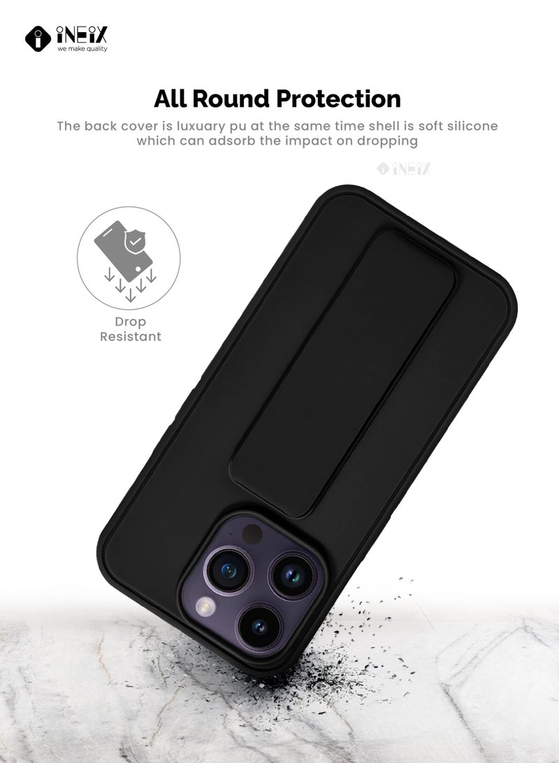 إينيكس جراب حماية 3 في 1 مغناطيسي ذو مسند للهاتف وسوار لأصابع اليد لهاتف ايفون 15 برو ماكس‎-أسود - Image 5