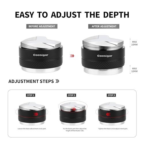 Coosigar 54mm Coffee Distributor and Tamper,Dual Head Coffee Leveler Fits for Breville 54mm Portafilter,Professional Espresso Hand Tamper. - Image 4