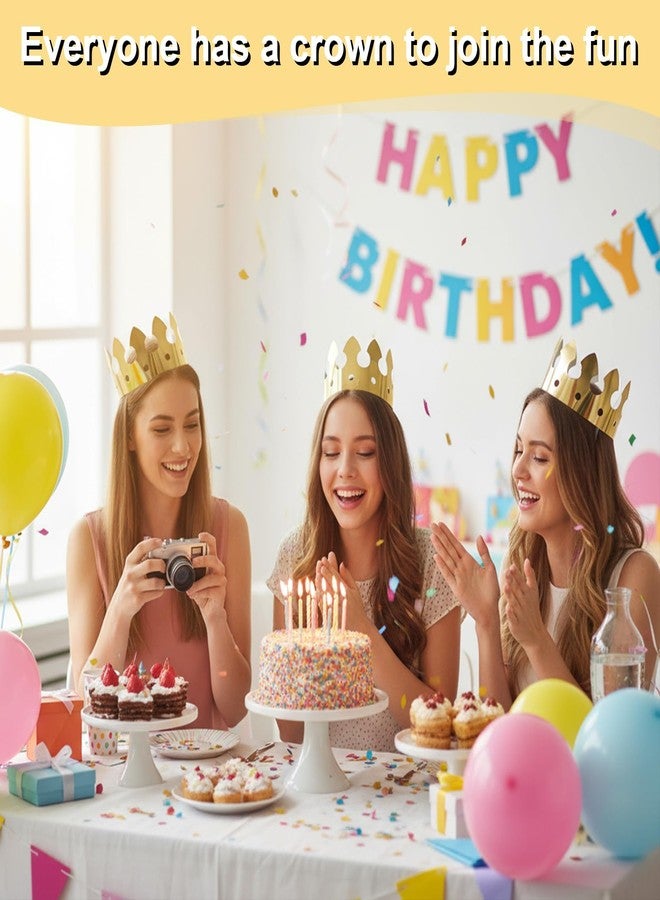 xozeooeu 100 Pcs Gold Paper Crowns for Birthday Party, Bulk Classic Gold Foil Crown Hats for Adults & Little People, Party Favors for Wedding, Celebration - Image 4