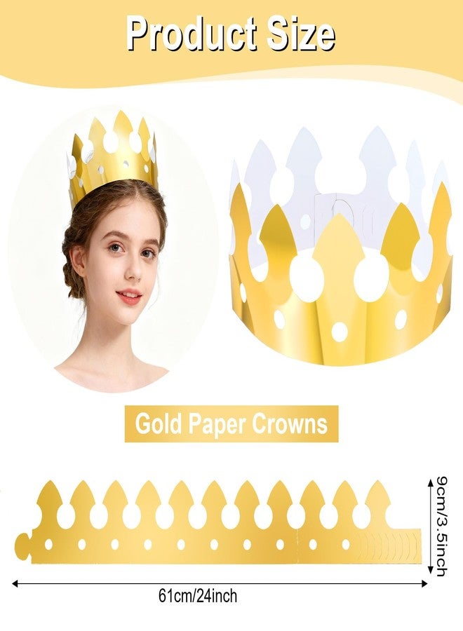 xozeooeu 100 Pcs Gold Paper Crowns for Birthday Party, Bulk Classic Gold Foil Crown Hats for Adults & Little People, Party Favors for Wedding, Celebration - Image 2
