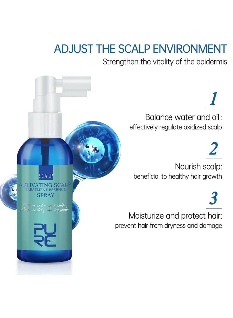 PURC 60ml Scalp Treatment Essence Spray Improve Itchy Dry Scalp Activating Scalp Treatment Essence Spray for Relieve Nourish Scalp and Hair Growth Strengthening Hair Root Serum with Biotin - Image 4
