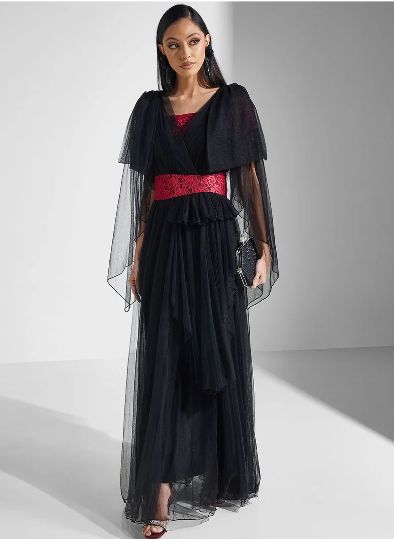 Amri Tulle Overlay Maxi Dress