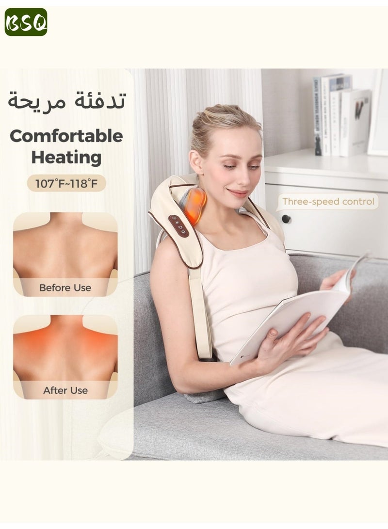 بي إس كيو جهاز تدليك الرقبة مع وظيفة التسخين | يدلك الرقبة والظهر والكتفين والقدمين والساقين | تدليك الأنسجة العميقة رباعي الأبعاد | يساعد على استرخاء العضلات في المنزل والمكتب والسيارة | هدية مناسبة للرجال والنساء. - Image 4