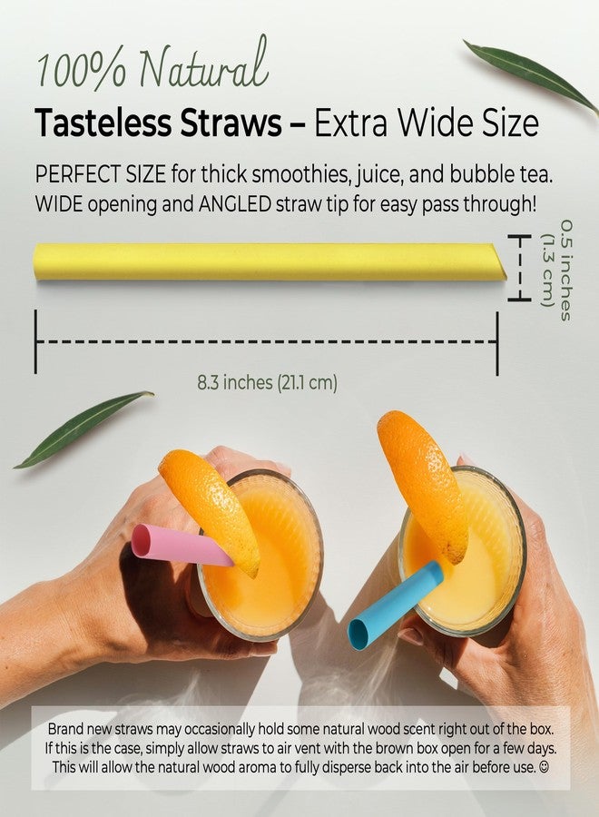 EcoPreps Colorful Biodegradable Jumbo Smoothie Straws, Bamboo Fiber Boba Straws - 100 PCS, Extra Wide, 100% Compostable, Plastic-Free, Eco-Friendly Thick Straw - 8.25" Long Disposable Bamboo Straw Set - Image 4