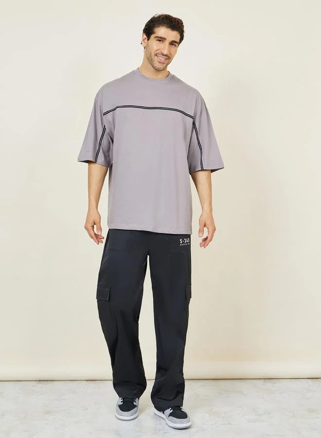 Styli Styli Front Tape Compact Cotton Jersey Boxy T-Shirt