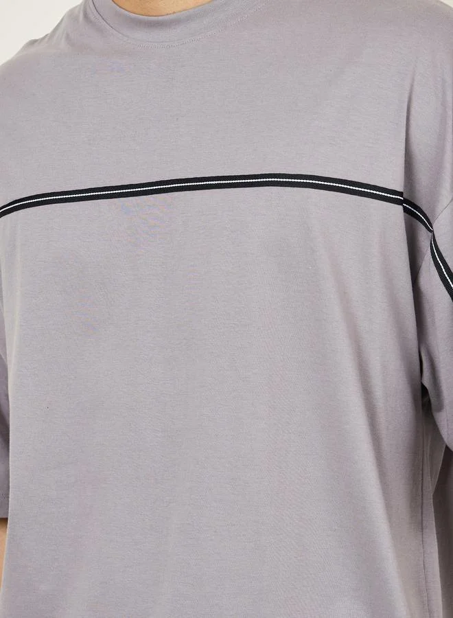 Styli Styli Front Tape Compact Cotton Jersey Boxy T-Shirt