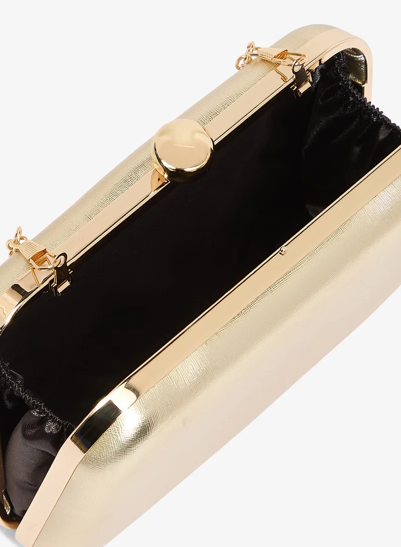 Khizana  Metallic Gold Classic Clutch for Women | Best Price UAE