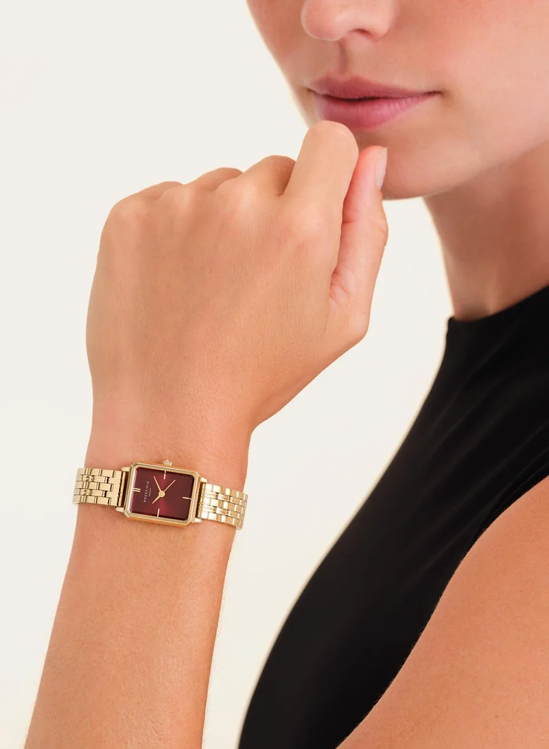 RoseField Rosefield Octagon XS Burgundy Sunray Steel Gold Women Watch - OBGSG-O83