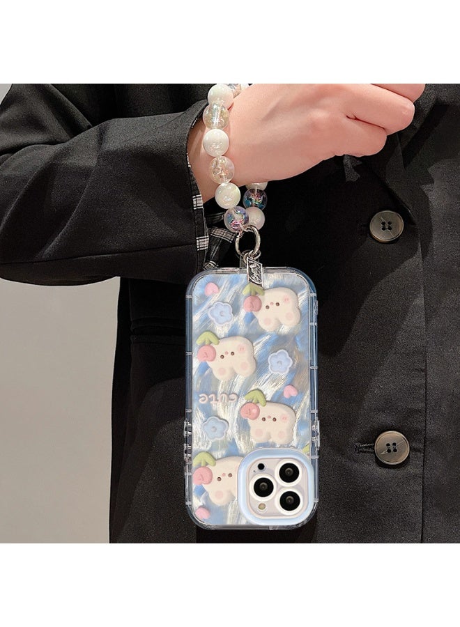 NIBEMINENT Protective TPU Case Cover For iPhone 16 Plus, Rabbit Flower With Bracelet - Image 2