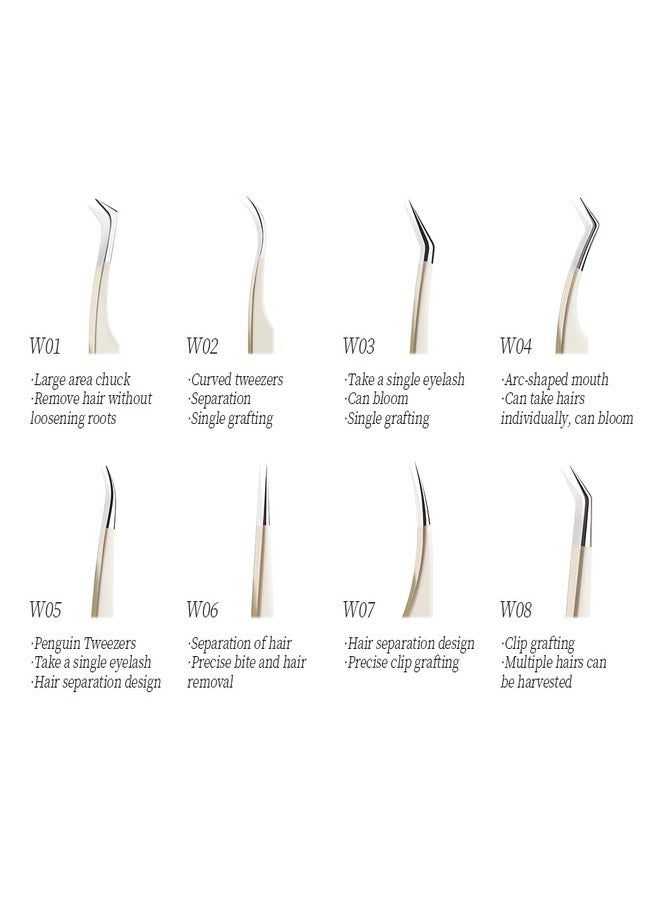 ANNAFRIS Lash Tweezers for Eyelash Extensions,Stainless Steel Lash Extension Tweezers for Easy Application and Removal-W01+05+07 - Image 3