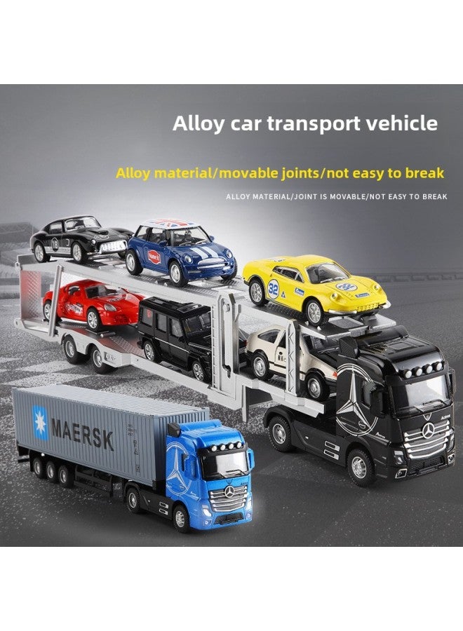 Simulation Tractor Semi-trailer Double-deck Transporter Alloy Container Truck Car Model With Sound And Light Children's Toys-Colour:Red Scania Tractor + Brown Container Truck  - Image 3