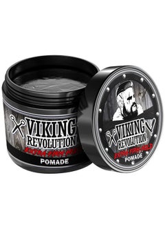 Viking Revolution Extreme Hold Pomade for Men – Style & Finish Your Hair - Extra Firm,Strong Hold & High Shine for Men's Styling Support - Water Based Male Grooming Product is Easy to Wash Out, 4oz  - Image 3