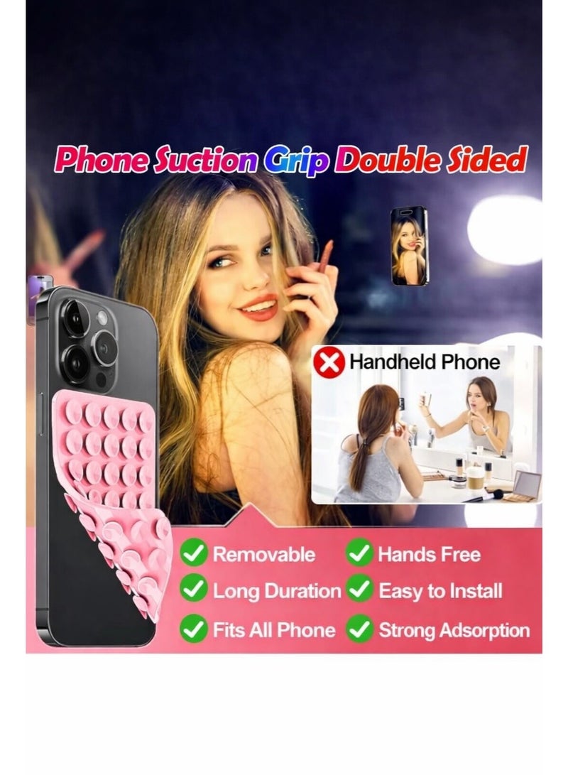 جراب تليفون سيليكون ماص لاصق مانع للإنزلاق وحامل للموبايل ثبات قوي مناسب للمكياج البث المباشر صور السيلفي والفيديوهات اللون الوردي (البينك) - Image 2