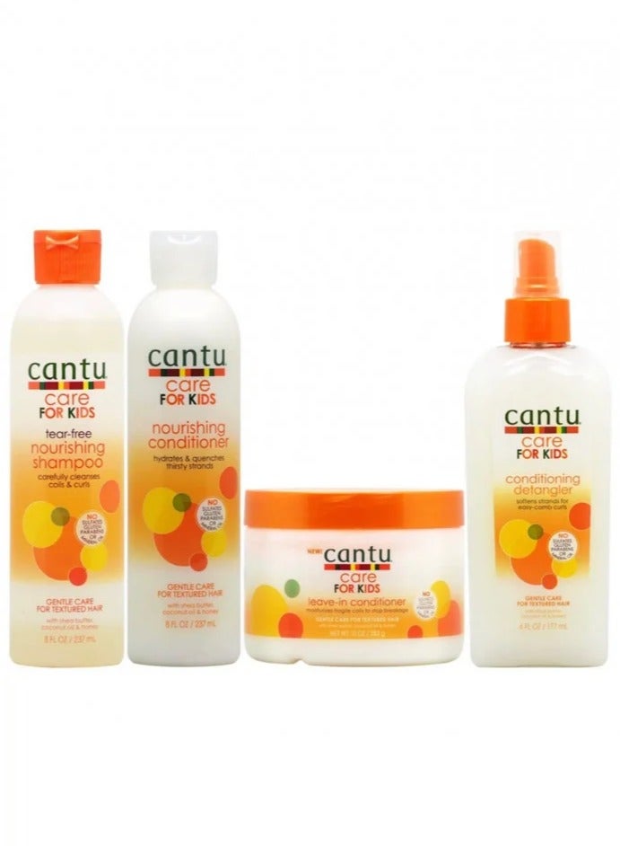 CANTO Cantu Care Set for Kids Nourishing Shampoo with Conditioner and Leave-In Spray, for Hair Hair Care Set of 4 Pieces - Image 1
