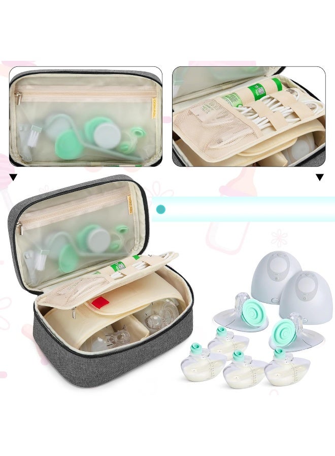 BAFASO Wearable Breast Pump Bag Compatible with Elvie and Momcozy Breast Pump, Case for Wearable Breast Pump and Extra Parts (Patent Pending), Gray - Image 2