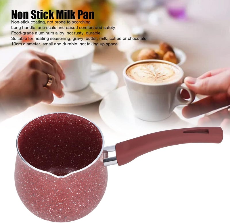 Aluminum Alloy Nonstick Milk Pan with Single Handle, 1.5 Quart Small Saucepan for Milk, Coffee, Butter & Eggs, Anti-Scald & Induction Compatible, Red - Image 2