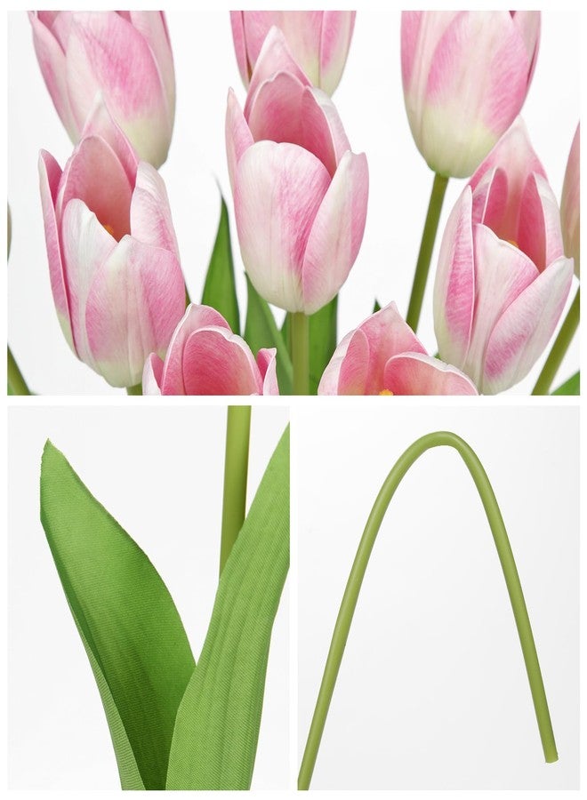 Arborus Artificial Tulips Flowers – 20" Long Stem Faux Tulips, 10PCS Real Touch Fake Pink Tulip for Vase, Farmhouse, Kitchen, Spring & Wedding Home Decor - Image 5