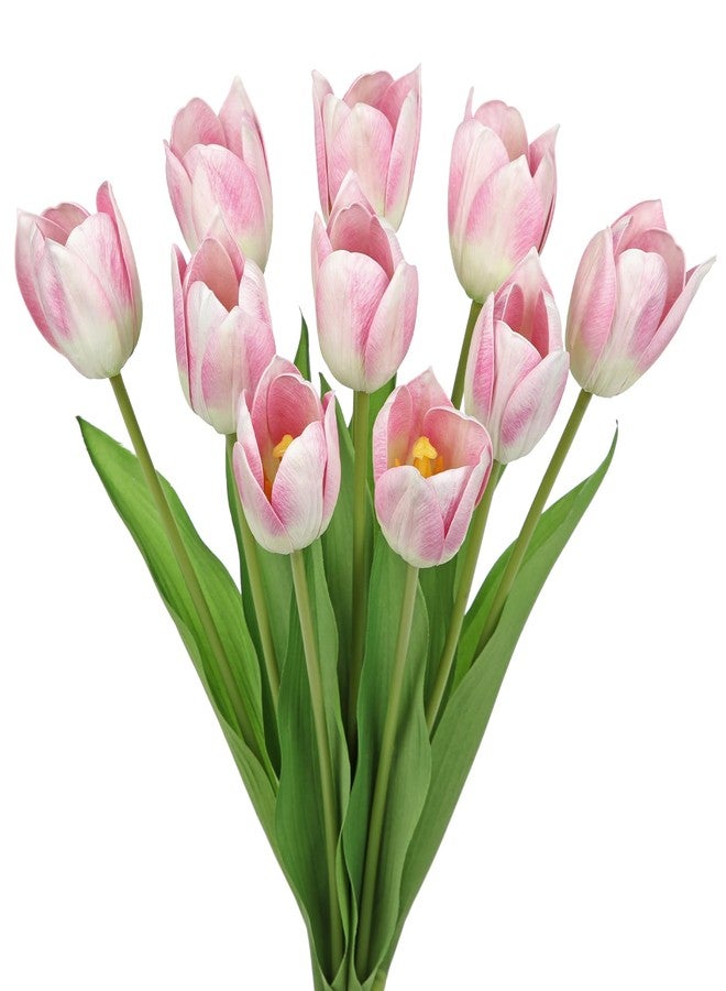 Arborus Artificial Tulips Flowers – 20" Long Stem Faux Tulips, 10PCS Real Touch Fake Pink Tulip for Vase, Farmhouse, Kitchen, Spring & Wedding Home Decor - Image 1